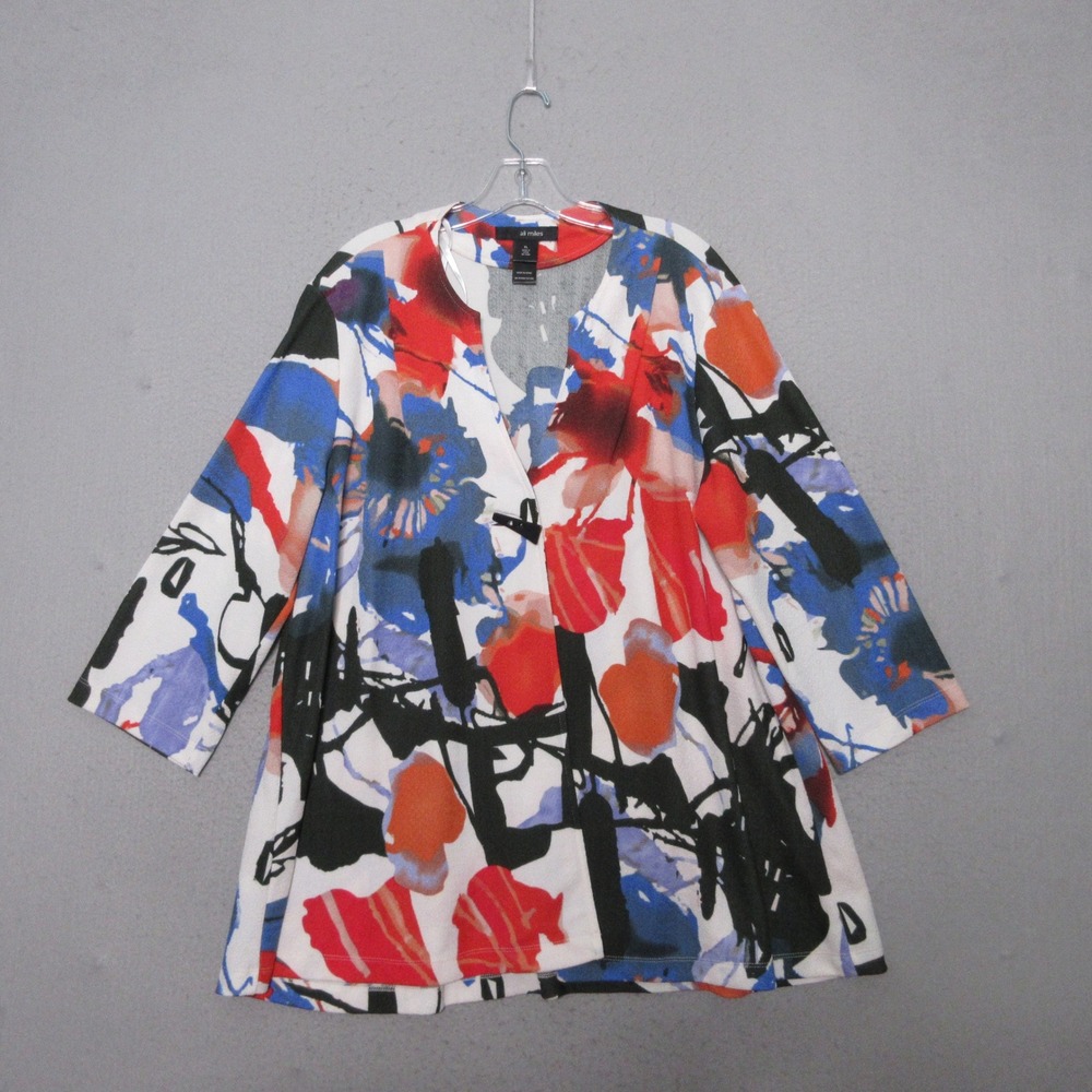 Ali Miles Tunic Top XL Floral Artsy Colorful Lagenlook‎ Vibrant Statement Flowy